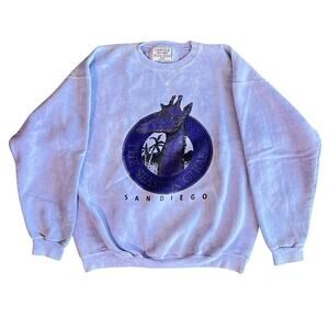 Vintage 90s Santee HVYWT Sweatshirt L Purple Seasick Giraffe San Diego USA Made